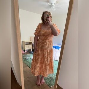 Gingham Shirred Picnic Dress